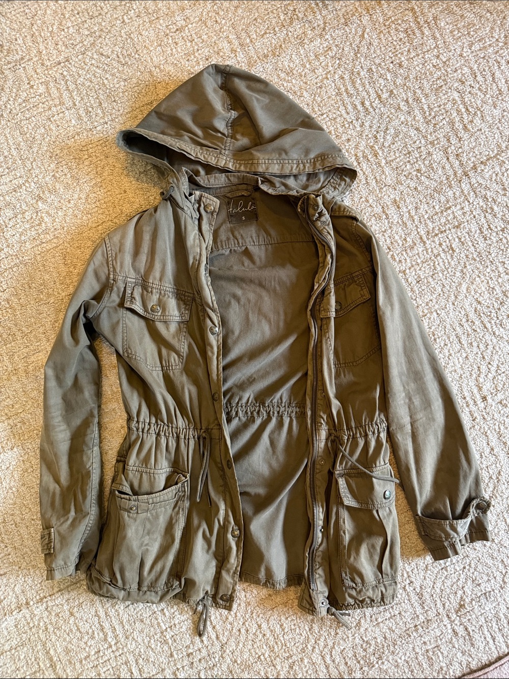 Talula Olive Utility Hooded Jacket aritzia
